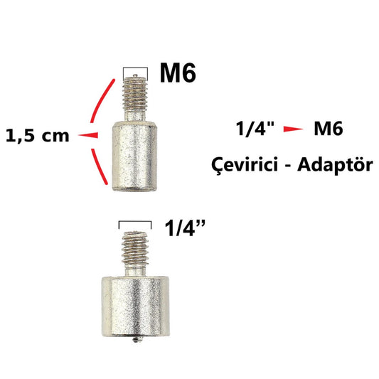 M6 - 1/4" Vida Adaptörü Dönüştürücü